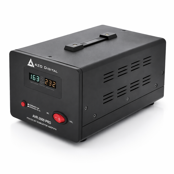 Стабилизатор напряжения AZO AVR 2000/1200 Pro, 2000VA/1200W, точность &plusmn;3%, релейный, защита для котла и генератора MK-AZO00D1156 фото