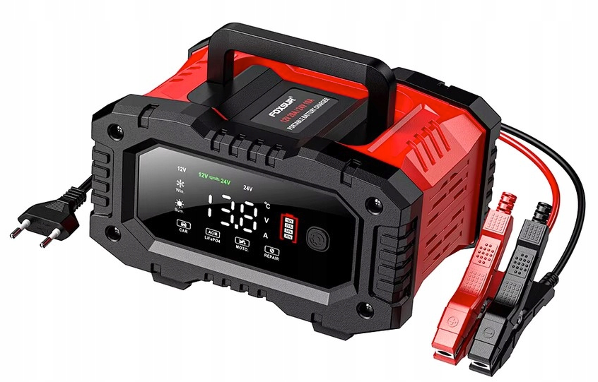 Професійний зарядний пристрій FOXSUR 12V 24V 20A для акумуляторів АКБ AGM GEL 5904310267403 фото