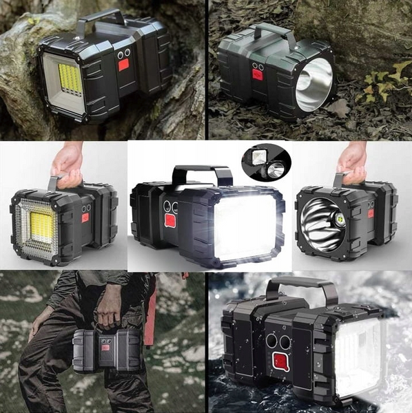 Фонарь - прожектор двухсторонний LED аккумуляторный 1200 lm + Power Bank 6000 mAh  7 режимов USB W844-K фото