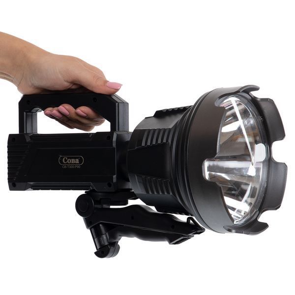 Ліхтар-прожектор акумуляторний Coba CB-T300 LED + COB лампа PowerBank та штатив чорний 500м xhp900 фото