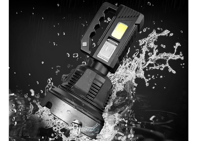 Ліхтар-прожектор акумуляторний Coba CB-T300 LED + COB лампа PowerBank та штатив чорний 500м xhp900 фото